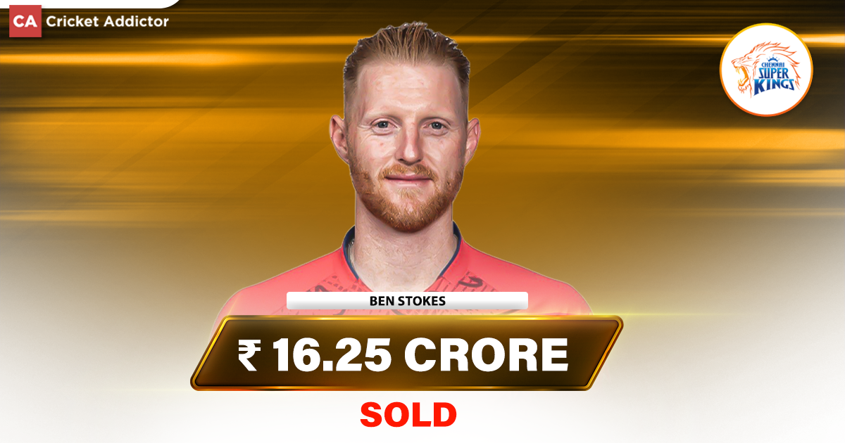 IPL Auction 2023: Ben Stokes bought by CSK for INR 16.25 crore
