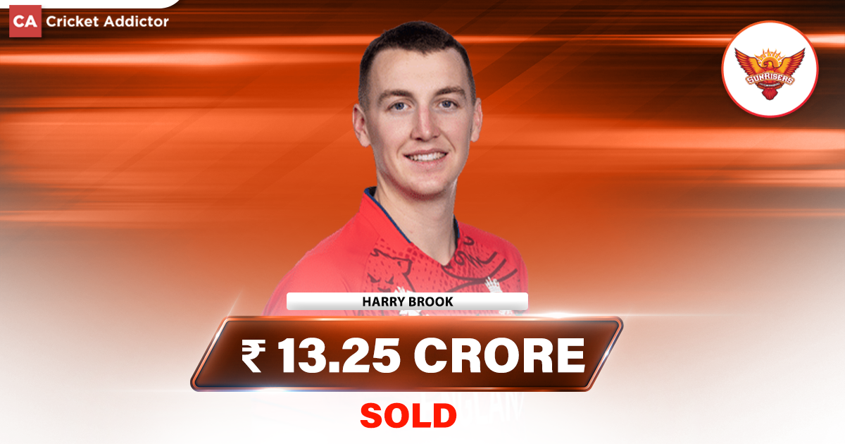 IPL Auction 2023: Harry Brook bought by Sunrisers Hyderabad for INR 13.25 crore