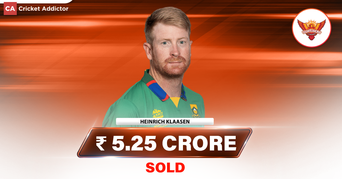 IPL Auction 2023: Heinrich Klaasen Bought By Sunrisers Hyderabad