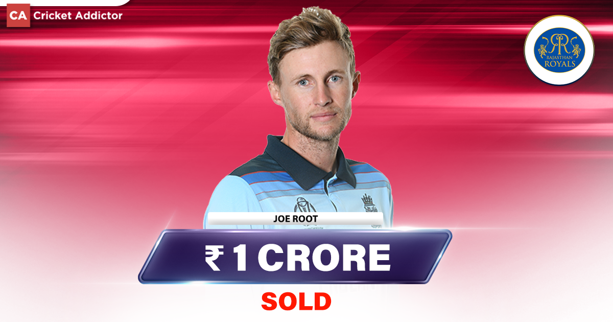IPL Auction 2023- Joe Root Bought By Rajasthan Royals (RR) For 1 Crore