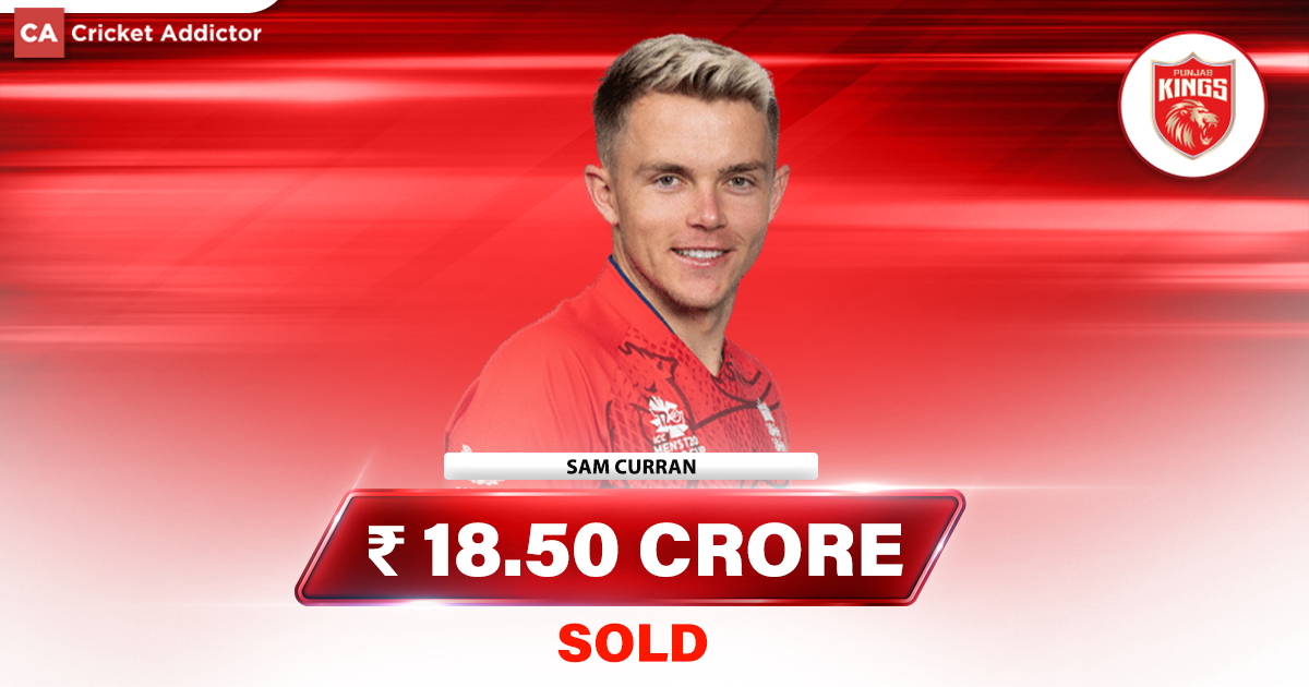 IPL Auction 2023- Sam Curran Bought By Punjab Kings (PBKS) For 18.50 Crores