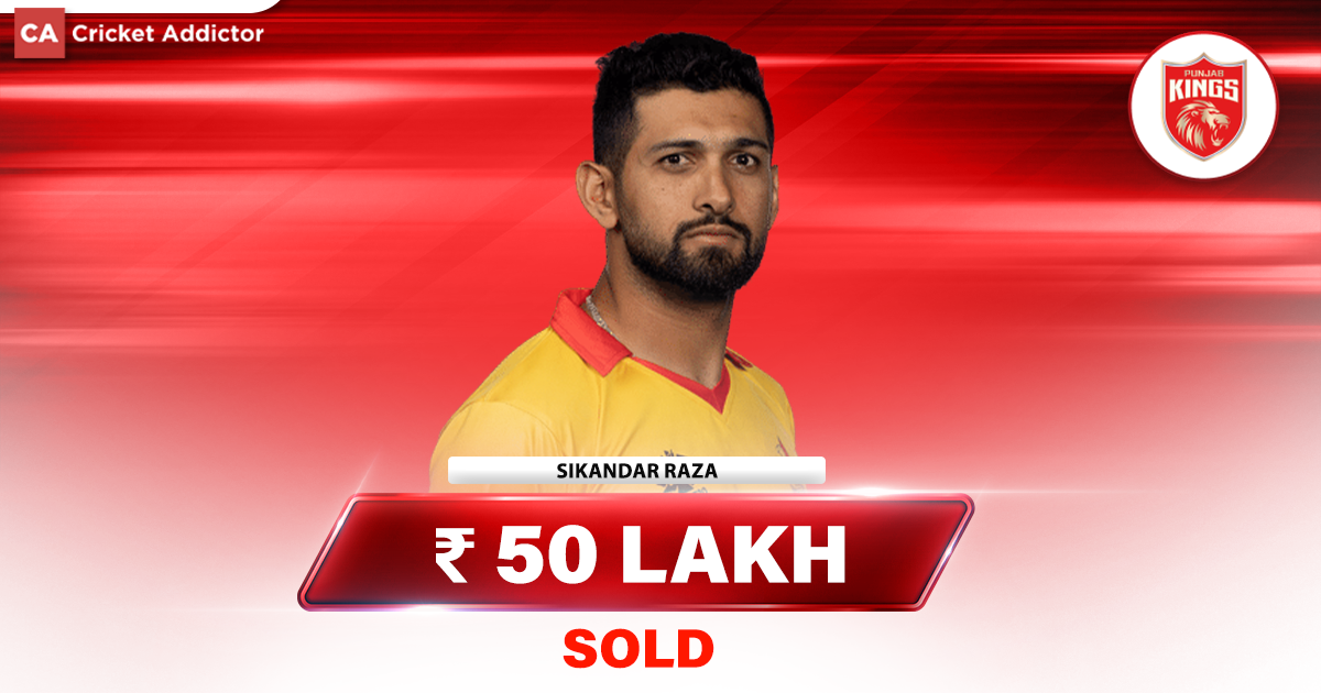 IPL Auction 2023- Sikandar Raza Bought By PBKS For 50 Lakhs