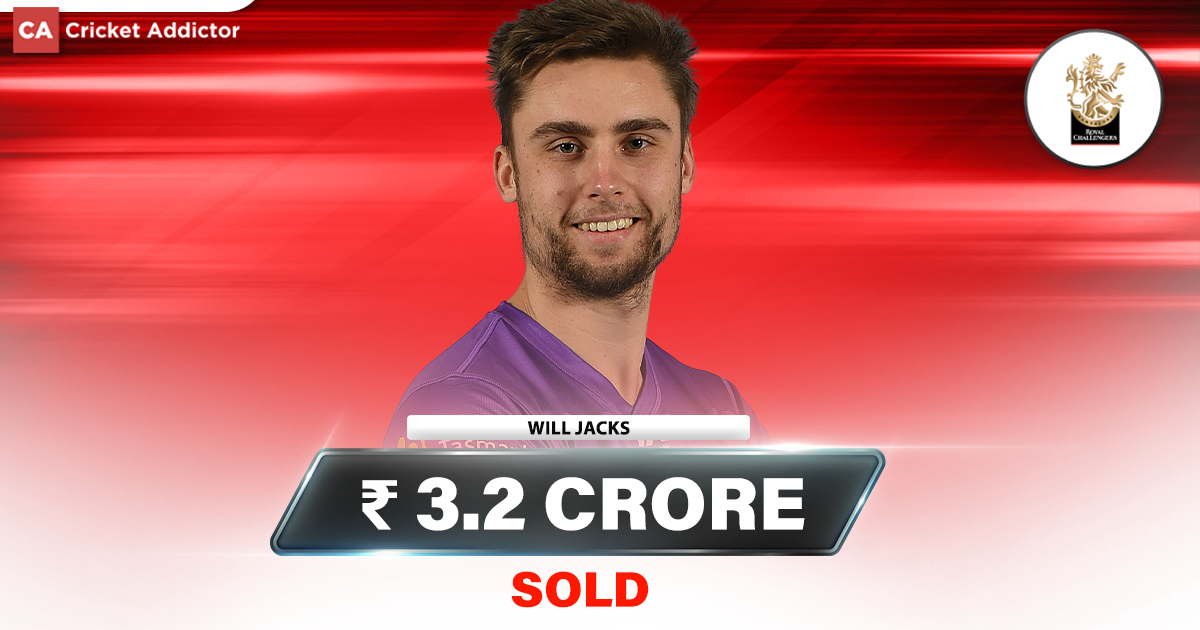 IPL Auction 2023- Will Jacks Bought By Royal Challengers Bangalore (RCB) For 3.20 Crores