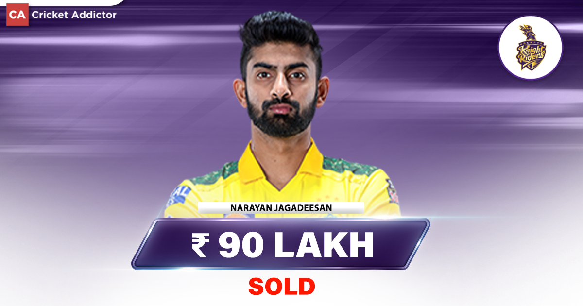 IPL Auction 2023- N Jagadeesan Bought By KKR For 90 Lakhs