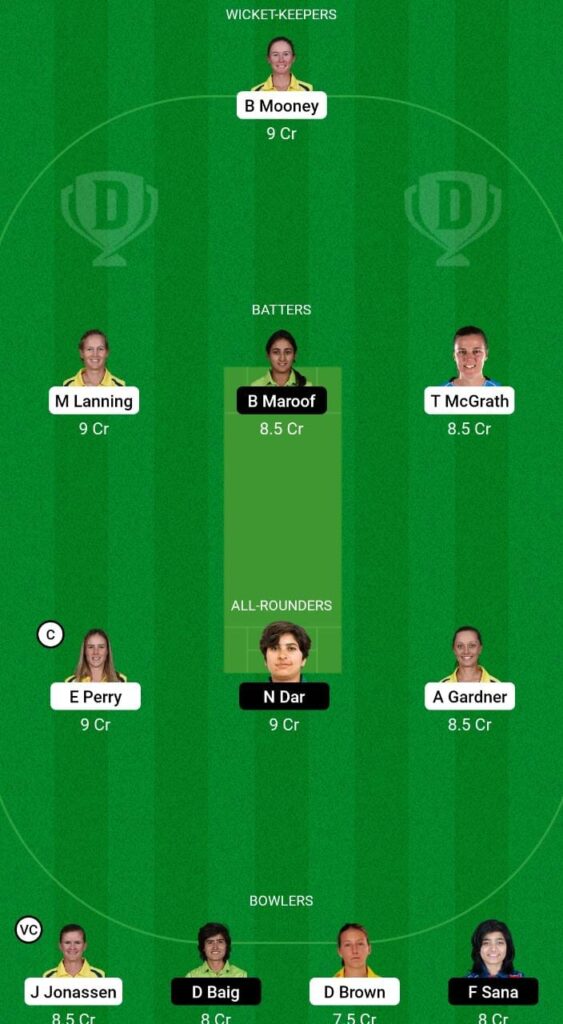 AU-W vs PK-W Dream11 Prediction Fantasy Cricket Tips Dream11 Team Pakistan Women Tour of Australia