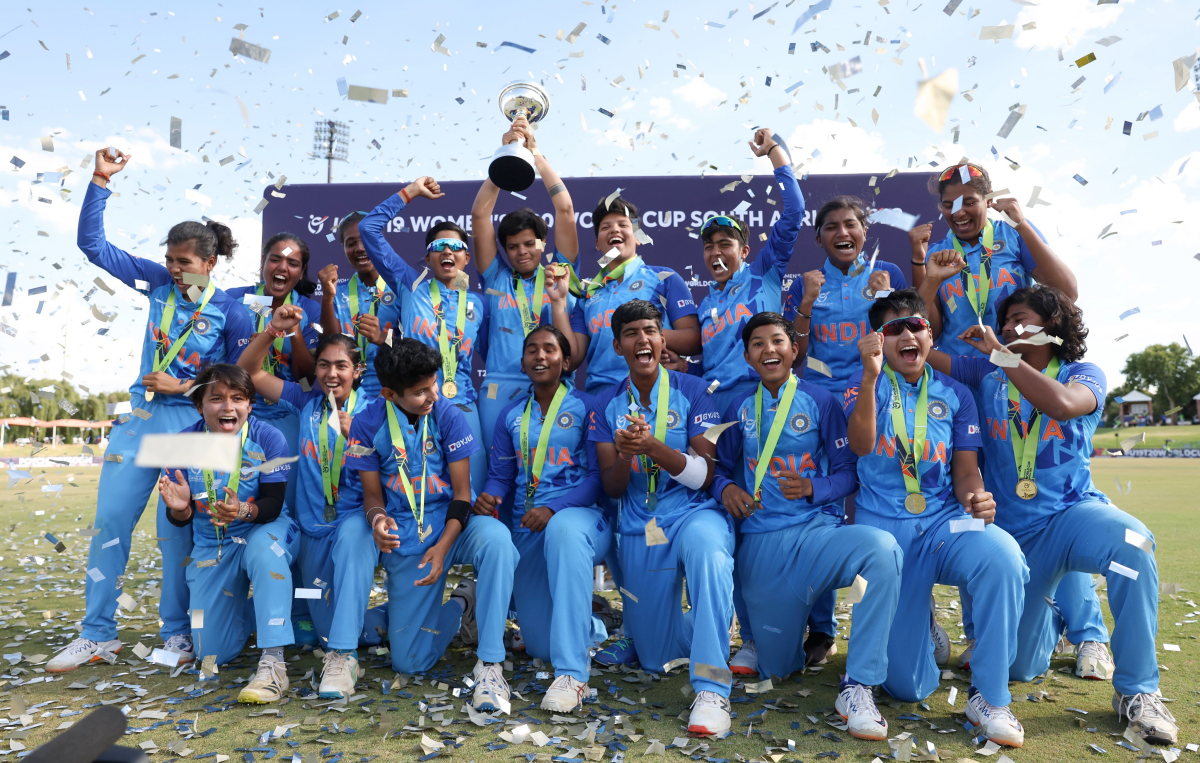 India women's U19 team lift the Inaugural women's U19 T20 World Cup