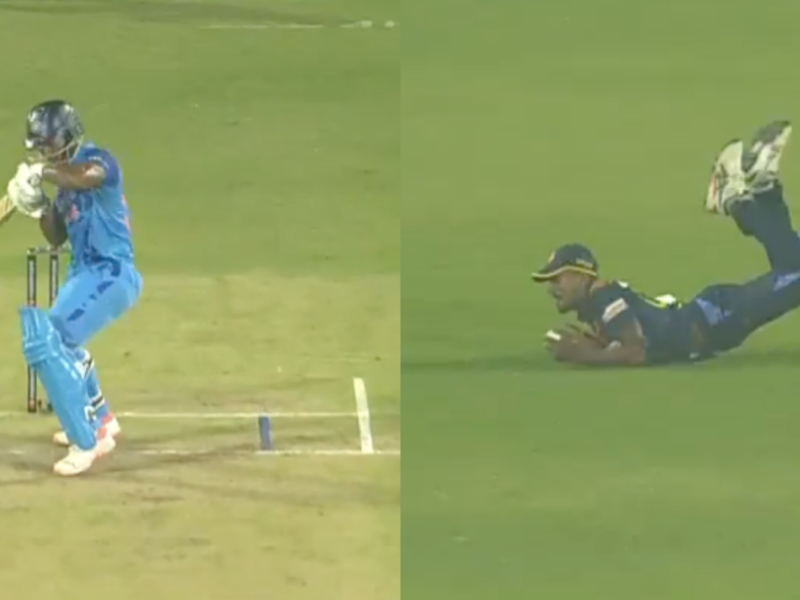 IND vs SL: Watch - Chamika Karunaratne Sends Back Dangerous Looking Rahul Tripathi As Dilshan Madushanka Takes A Stunning Catch In 3rd T20I