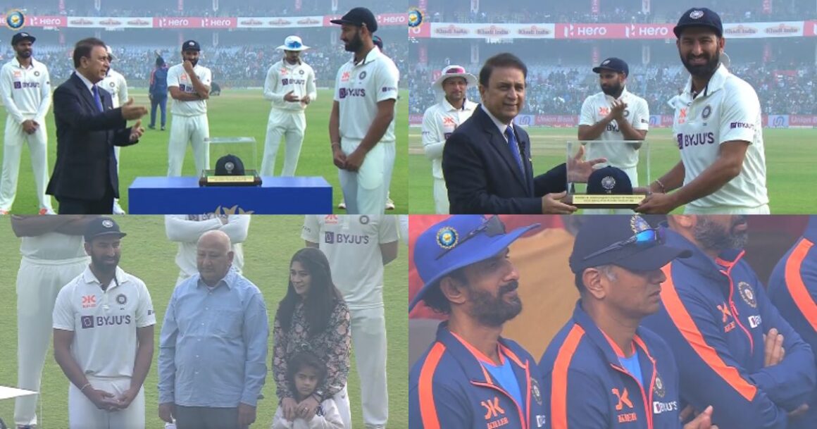 IND Vs AUS: Watch- Sunil Gavaskar Felicitates Cheteshwar Pujara On ...