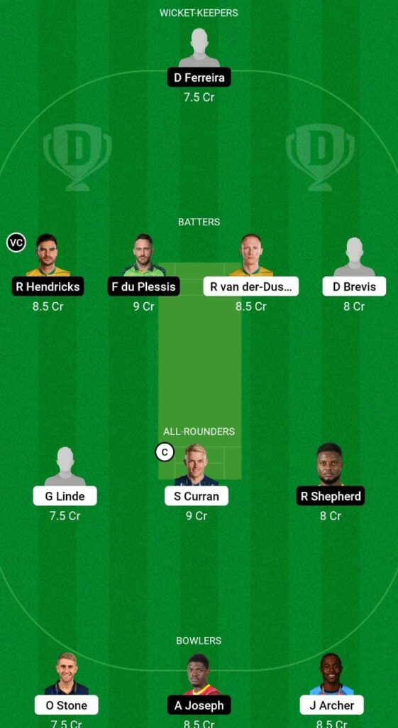 JOH vs CT Dream11 Prediction Fantasy Cricket Tips Dream11 Team SA T20 League 