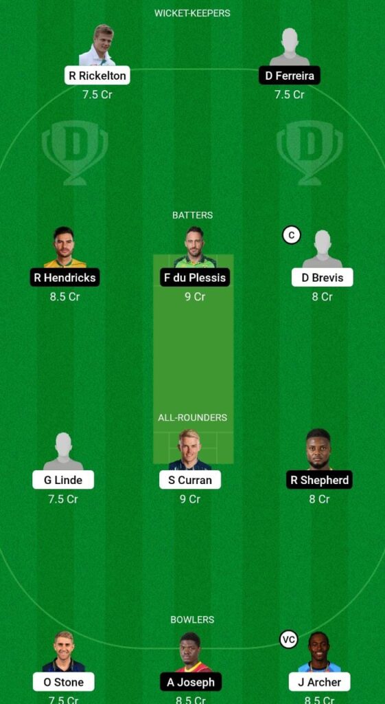 JOH vs CT Dream11 Prediction Fantasy Cricket Tips Dream11 Team SA T20 League 