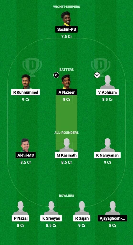 KOD vs KOL Dream11 Prediction Fantasy Cricket Tips Dream11 Team Kerala T20 Championship 