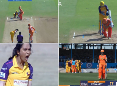 GUJ-W vs UP-W: Watch - Anjali Sarvani Thrashes In-form Laura Wolvaardt's Stumps