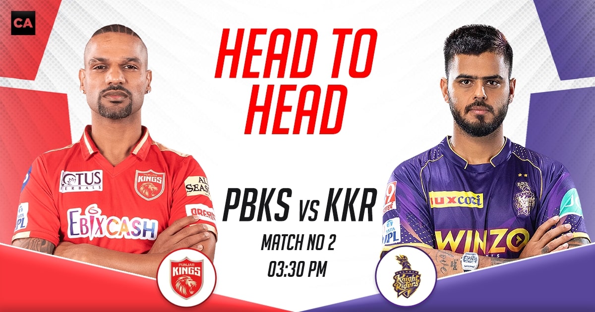 PBKS vs KKR Head to Head, IPL 2023, Match 2