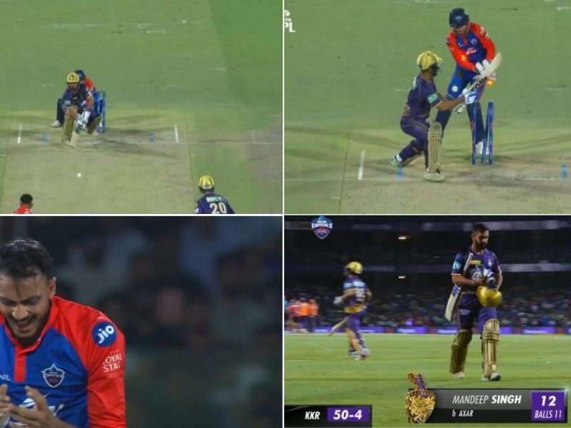 DC vs KKR: Watch- Mandeep Singh's Poor Run Continues As The Batter Gets Castled By Axar Patel