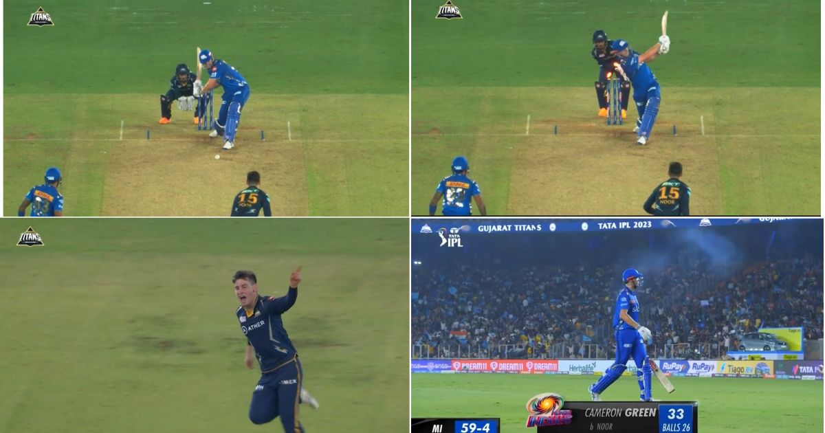 GT vs MI: WATCH - Noor Ahmad Rips Cameron Green Stumps Clean As Mumbai Indians En Route To A Horrible Collapse