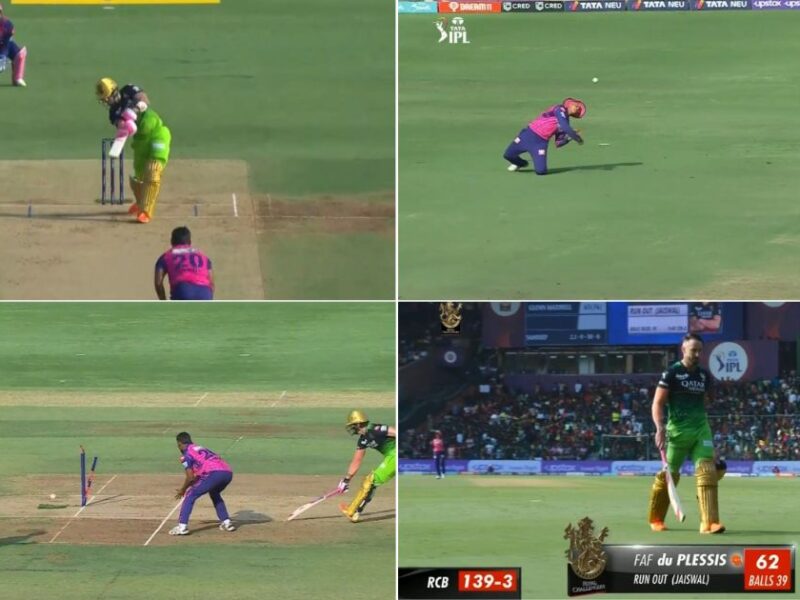 RCB vs RR: WATCH - Yashasvi Jaiswal Hits Bullseye As Faf Du Plessis' Brilliant Knock Comes To An End With A Direct Hit