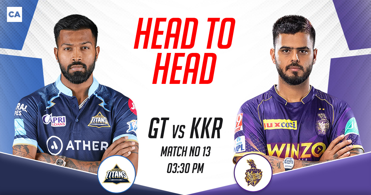GT vs KKR Head to Head Record In IPL IPL 2023, Match 13