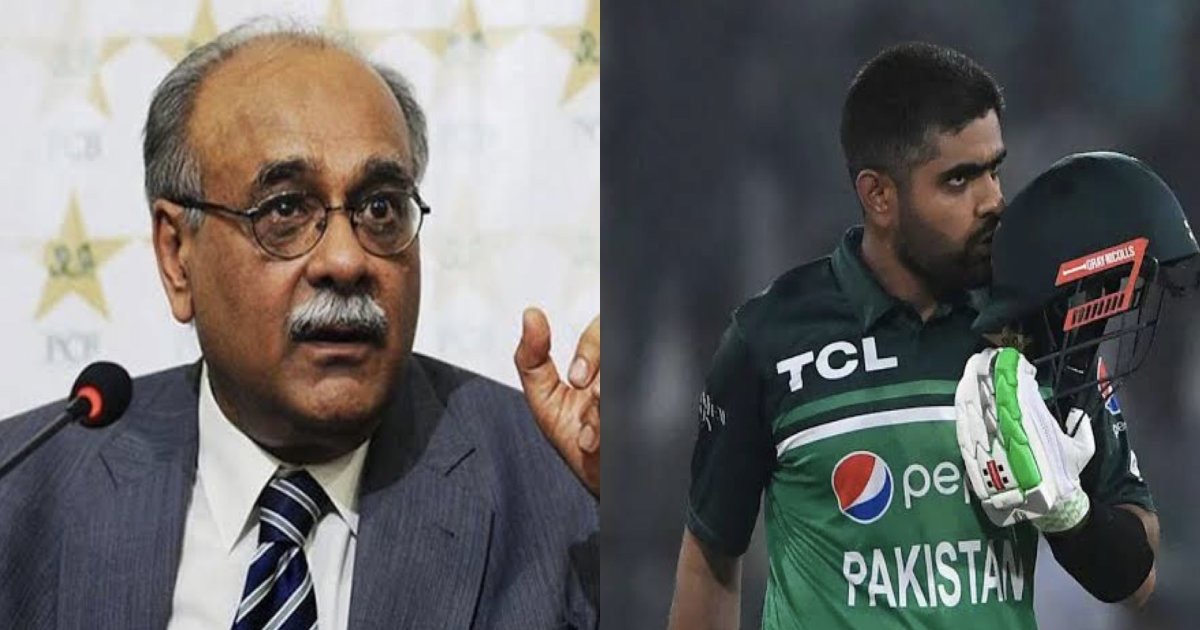 Najam Sethi (L) and Babar Azam (R) {PC: Twitter)