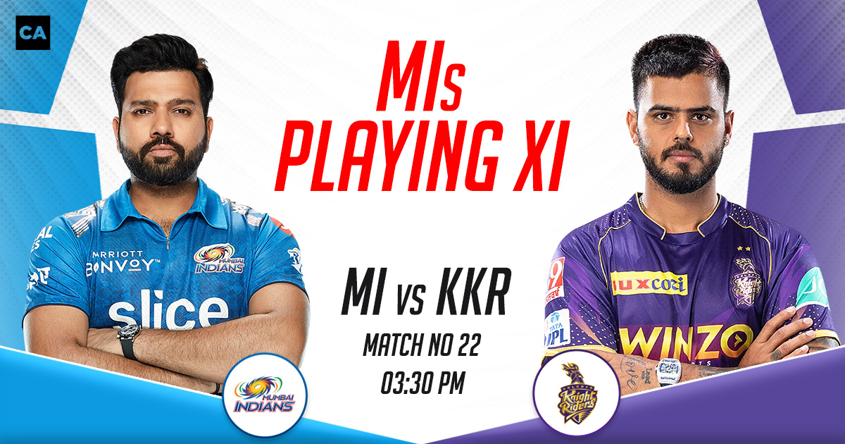 MI Playing XI vs KKR, IPL 2023, Match 22