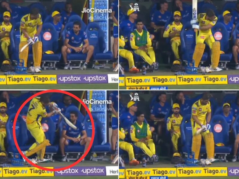 CSK vs SRH: WATCH - Deepak Chahar Hilariously Walks Away From Dugout After MS Dhoni Almost Hits Him While Doing Shadow Batting