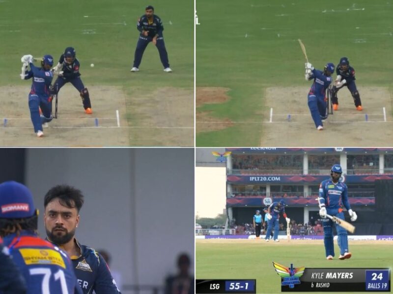 LSG vs GT: Watch - Rashid Khan Castles Dangerous Kyle Mayers With A Stunning Delivery