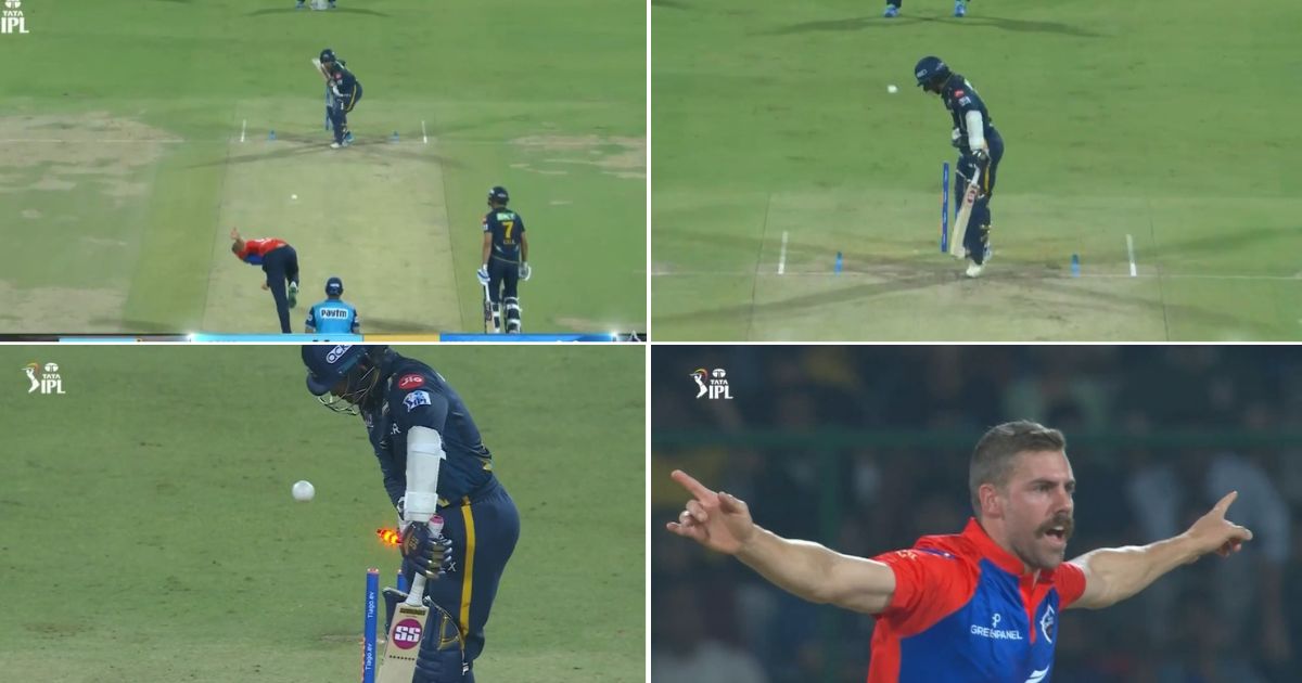 DC vs GT: WATCH - Anrich Nortje Rattles Stumps Of Wriddhiman Saha To Send Him Packing For 14 In Delhi