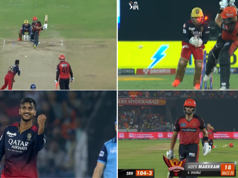 SRH vs RCB: Watch - Shahbaz Ahmed Rattles Aiden Markram's Stumps As He Misses Reverse-sweep