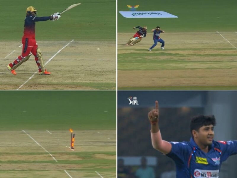 LSG vs RCB: Watch - Dinesh Karthik Pays Price Of Leaving The Crease Early And Gets Run Out As Yash Thakur Produces Brilliant Direct-hit