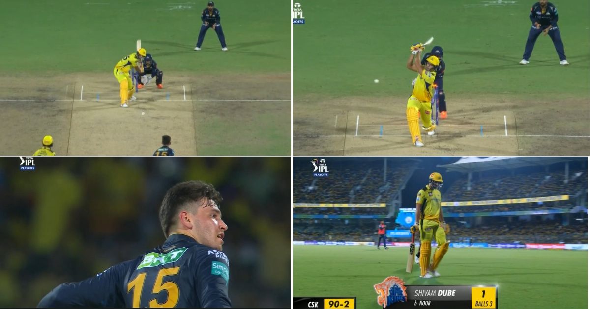 GT vs CSK: WATCH - Big Breakthrough For Gujarat Titans As Noor Ahmad Knocks Over Shivam Dube With A Stunner