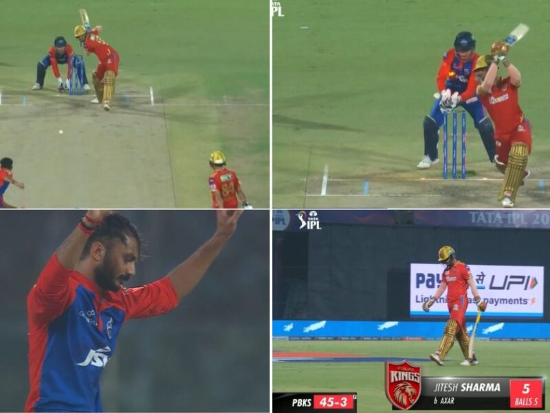 DC vs PBKS: WATCH - Axar Patel Stuns Jitesh Sharma With A Ripper As Punjab Kings Lose Their Third Wicket In The Powerplay