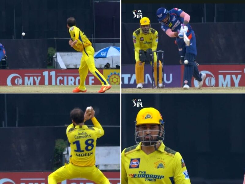 LSG vs CSK: Watch - Moeen Ali Impresses MS Dhoni As He Completes A Wonderful Caught And Bowled To Send Back Karan Sharma