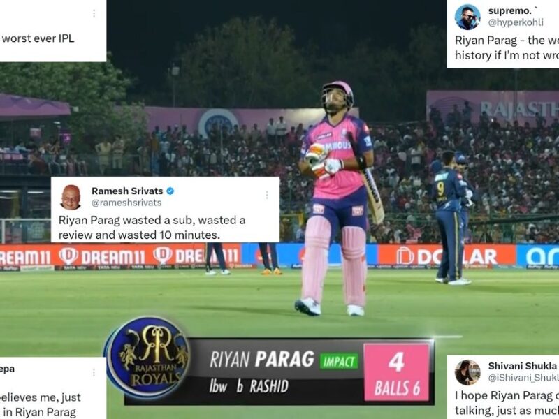 RR vs GT: "Wasted A Sub, Wasted A Review And Wasted 10 Minutes" - Twitter Brutally Trolls Riyan Parag After He Fails To Deliver As An Impact Player