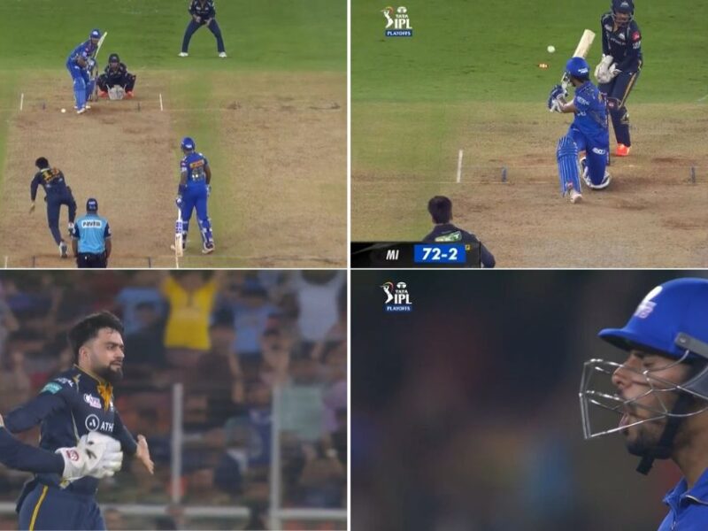 GT vs MI: WATCH - Rashid Khan Brings An End To Tilak Varma's Onslaught On The Final Delivery Of The Powerplay