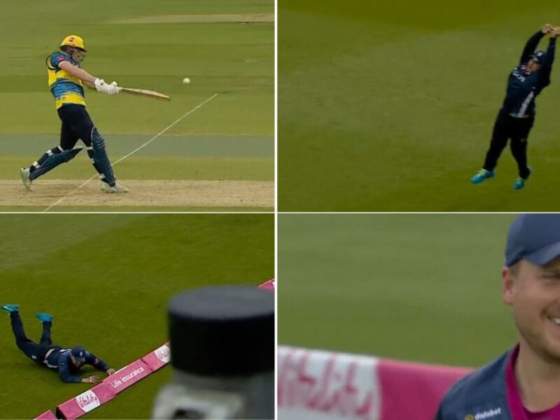 T20 Blast: WATCH - Josh Cobb Takes A Blinder At Boundary Ropes In The Vitality T20 Blast Send Rob Yates Packing