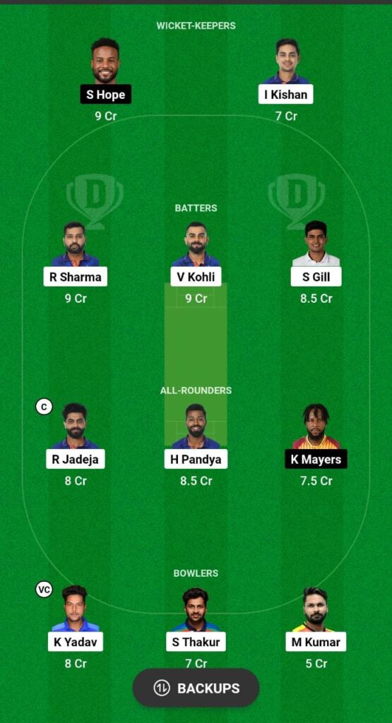 IND vs WI Dream11 Prediction Fantasy Cricket Tips Dream11 Team India Tour of West Indies 