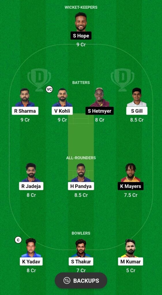 IND vs WI Dream11 Prediction Fantasy Cricket Tips Dream11 Team India Tour of West Indies 