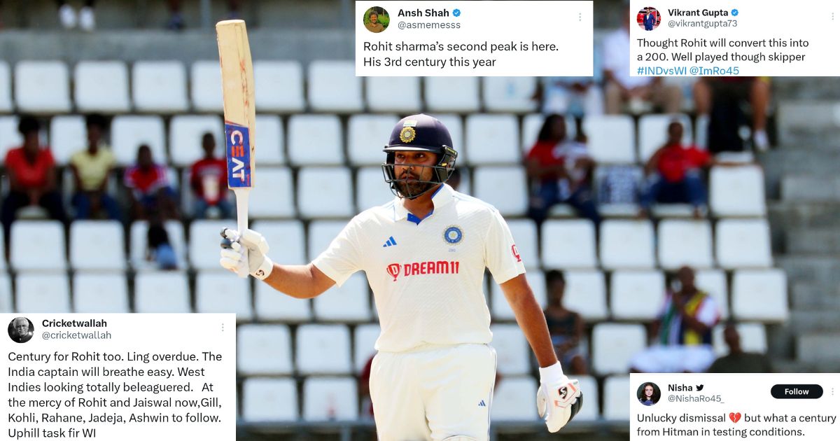 IND vs WI: Twitter Hails Captain Rohit Sharma For Terrific Ton vs West Indies At Dominica