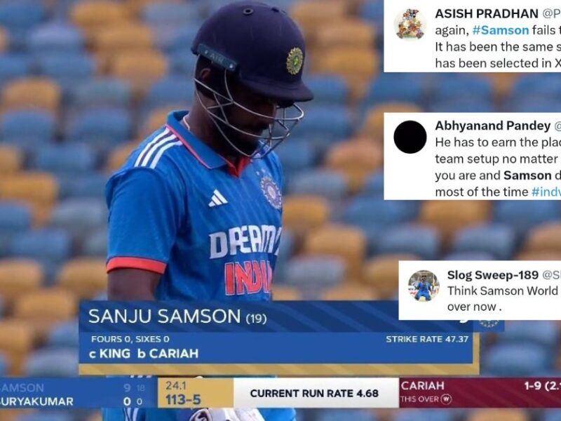 IND vs WI: 'Sanju Samson's World Cup Dream Over' - Twitter Reacts To Batter's Failure On India Comeback