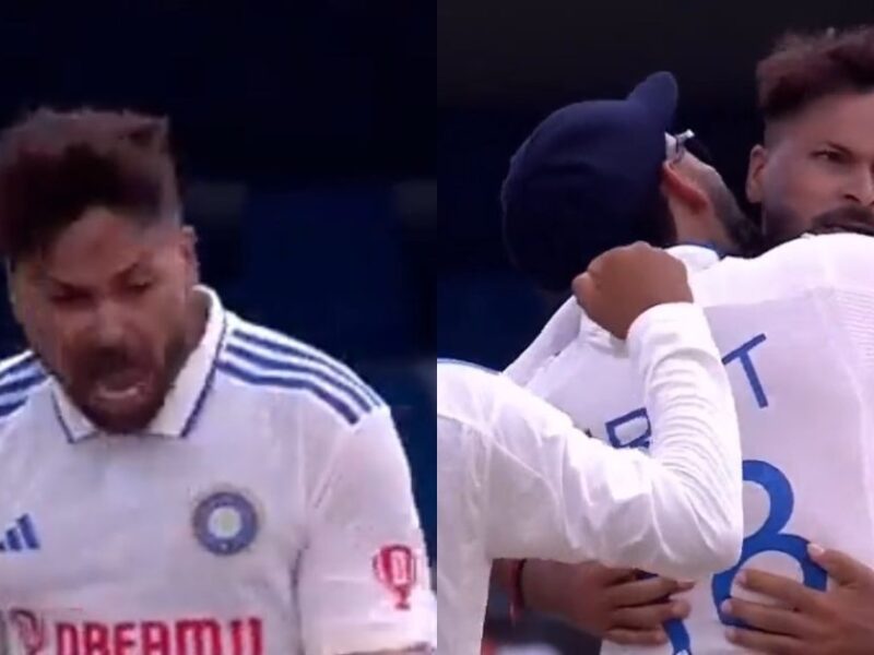 IND vs WI: Watch - Mukesh Kumar Gets A Hug From Virat Kohli As He Celebrates Maiden International Wicket
