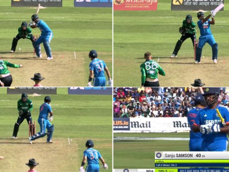 IND vs IRE: WATCH - Sanju Samson Gets Unlucky As He Chops On After Blistering Start