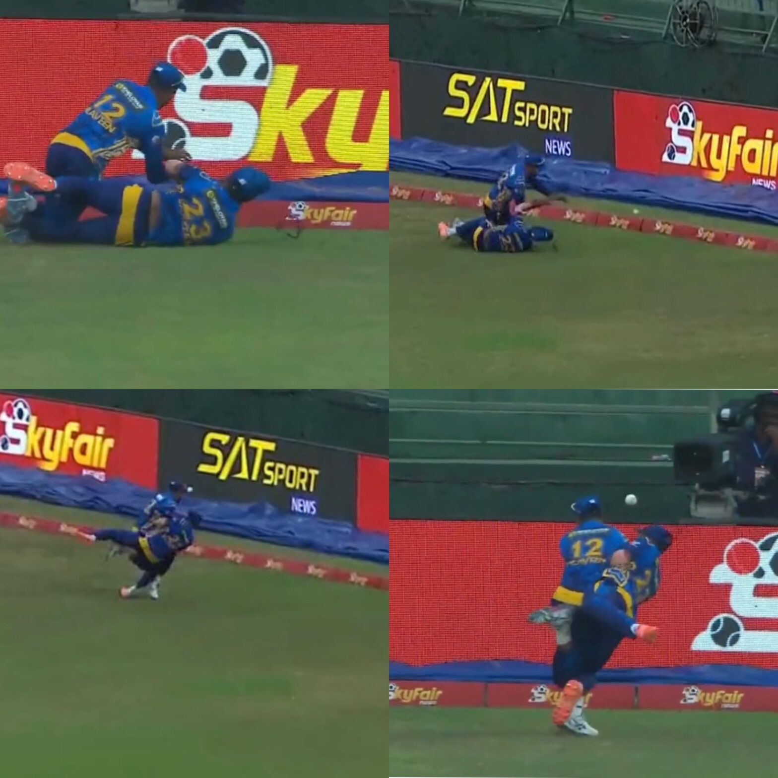 Sadeera Samarawickrama And Praveen Jayawickrama were engaged in collision {PC: Twitter}