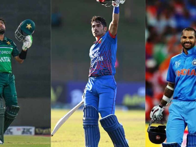 Babar Azam (L), Rahmanullah Gurbaz (M) and Shikhar Dhawan (R) {PC: Twitter}