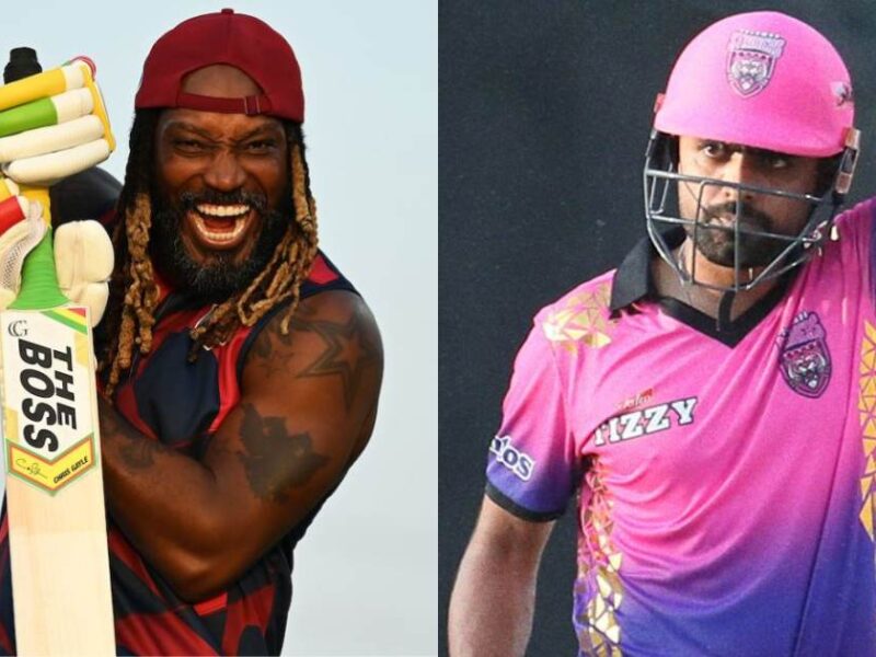 Chris Gayle (L) and Babar Azam (R) {PC: Twitter}