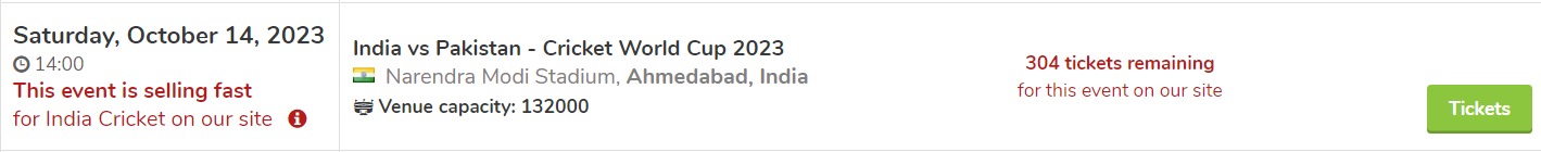 Tickets for India vs Pakistan match in the upcoming ICC World Cup 2023 is available on Viagogo (Credits: Viagogo)