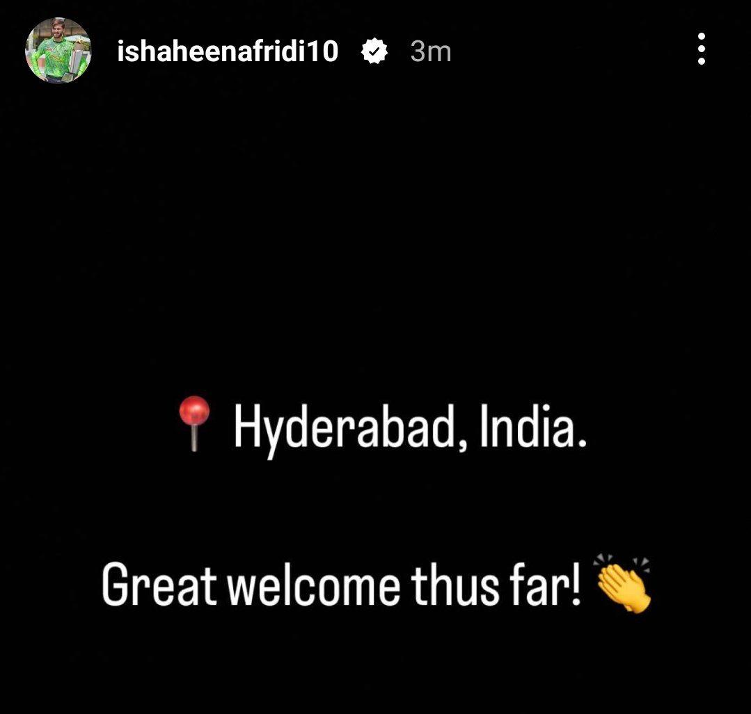 Shaheen Afridi's Instagram story