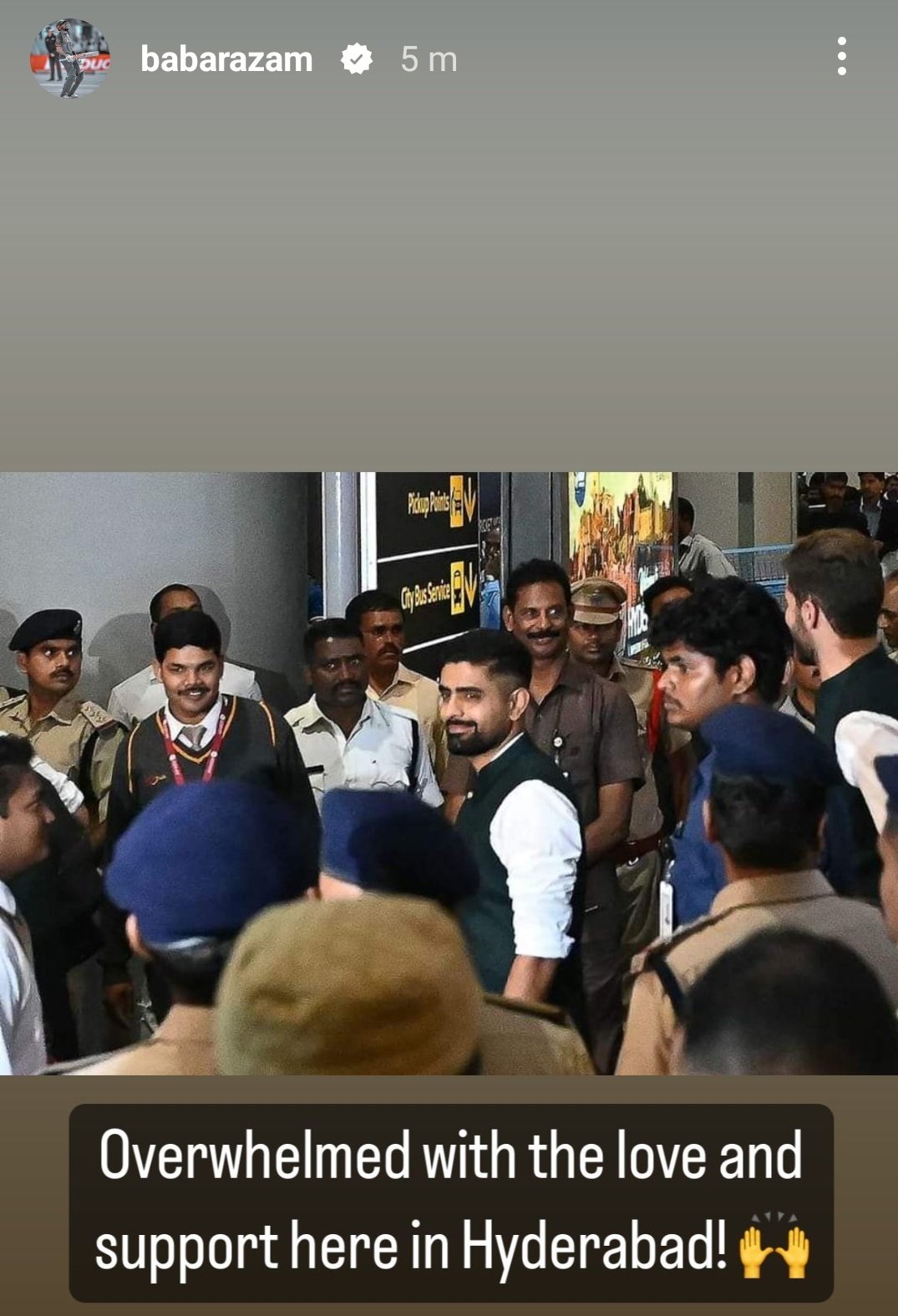 Babar Azam's Instagram story