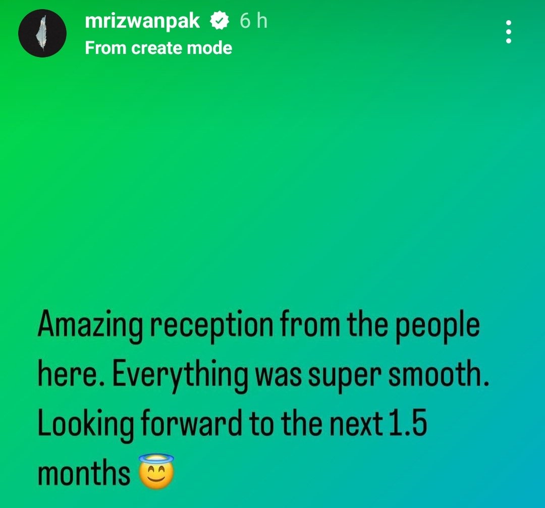 Mohammad Rizwan's Instagram story