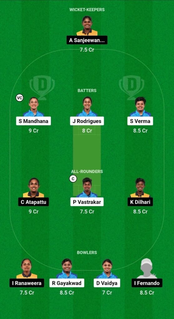 IN-W vs SL-W Dream11 Prediction Fantasy Cricket Tips Dream11 Team Asian Games Women's T20I