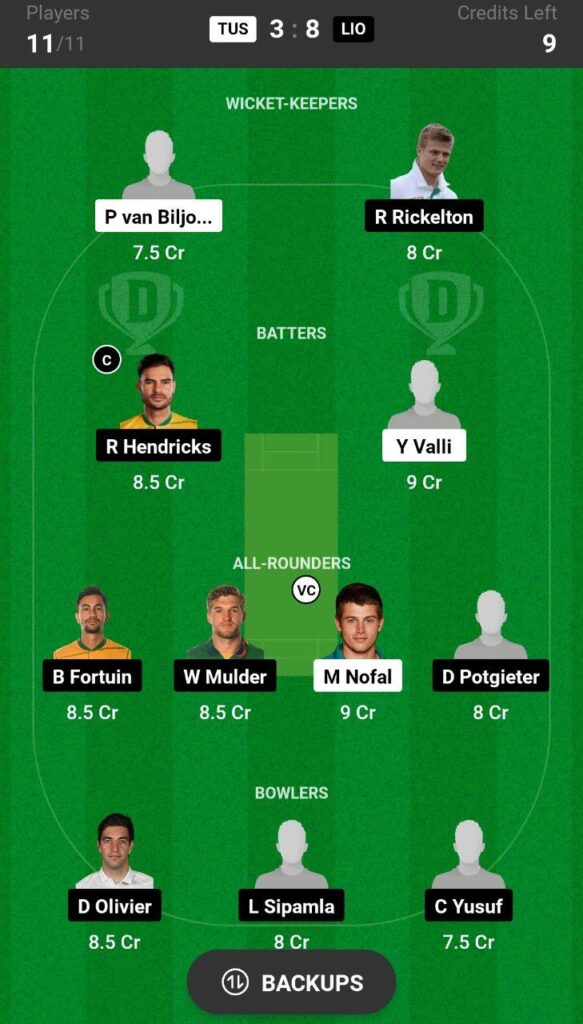 TUS vs LIO Dream11 Prediction Today Match, Dream11 Team Today, Fantasy Cricket Tips, Playing XI, Pitch Report, Injury Update-CSA Provincial OD Division 1 2023, Match 3 3 TUS vs LIO Dream11 Prediction Fantasy Cricket Tips Dream11 Team CSA Provincial OD Division 1