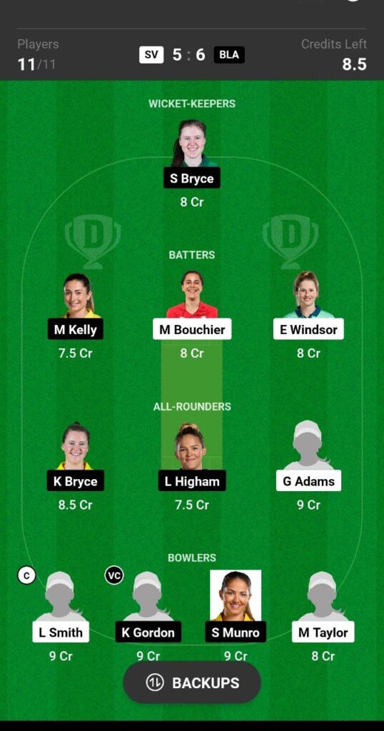 SV vs BLA Dream11 Prediction Fantasy Cricket Tips Dream11 Team English Women's One Day Trophy